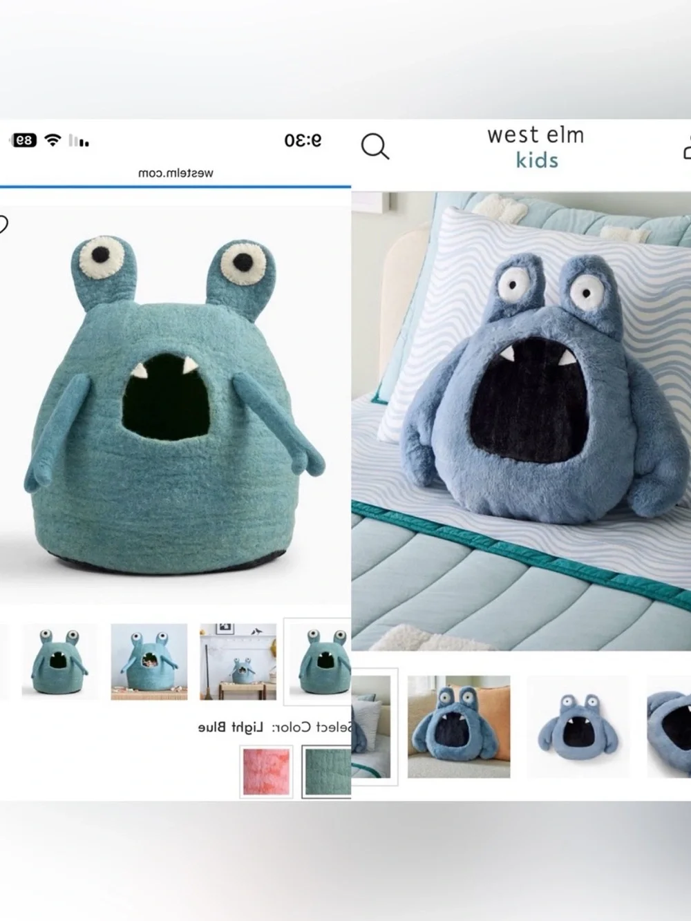 EUC West Elm Alien Monster pillow